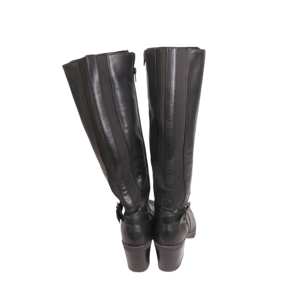 BareTraps Tempist Tall Black Riding Boots Lug Sole Buckle Faux Leather Women 8 - Picture 6 of 8